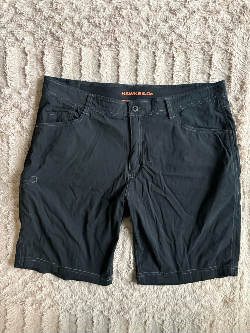 Hawke & Co Men's Black Flat-Front Performance Shorts